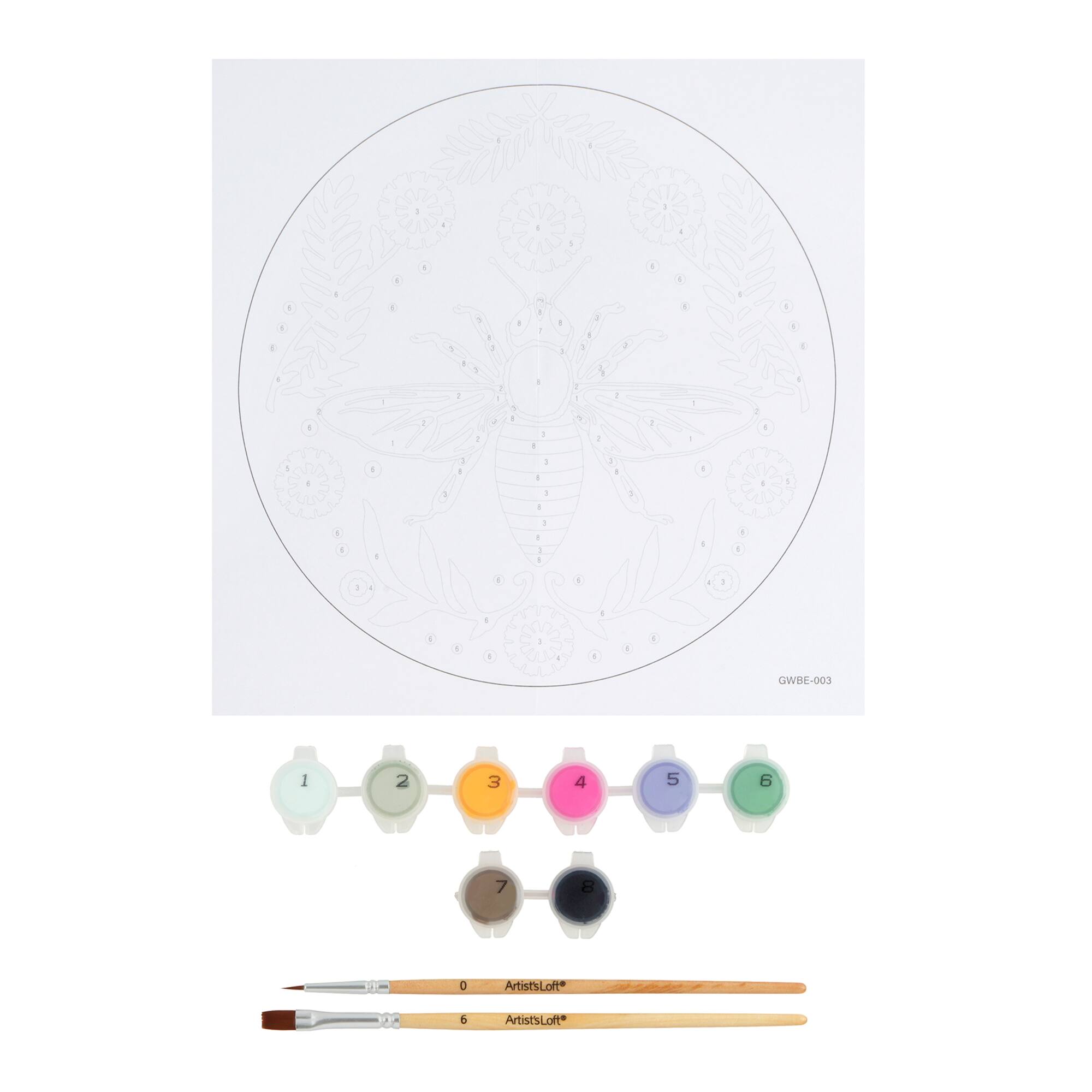 Bee Paint-by-Number Round Plywood Surface Kit by Artist's Loft®